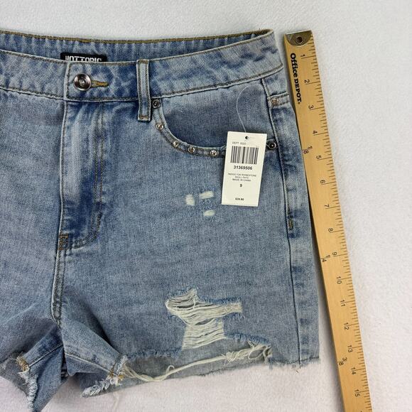 Hot Topic Blue Jean Shorts with Skull Embroidery - Picture 7 of 11